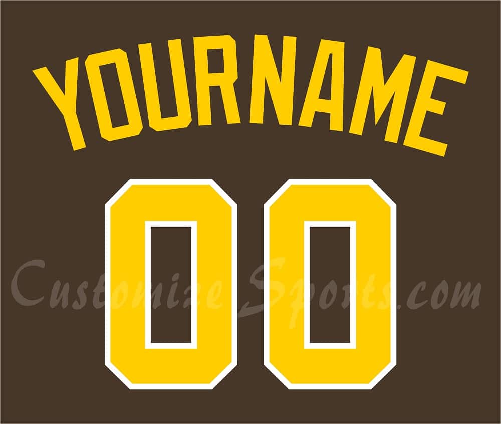 Baseball San Diego Padres Customized Number Kit for 2016-2019 Brown Alternate jersey