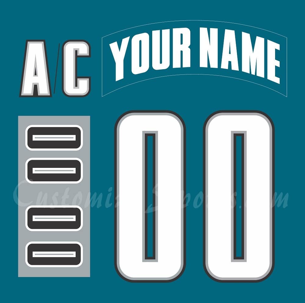 San Jose Sharks Customized Number Kit For 1998-2007 Away Jersey