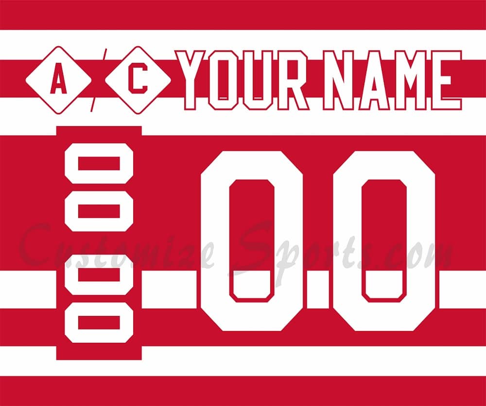 Detroit Red Wings Customized Number Kit For 1991-1992 TBTC Barber Pole Jersey