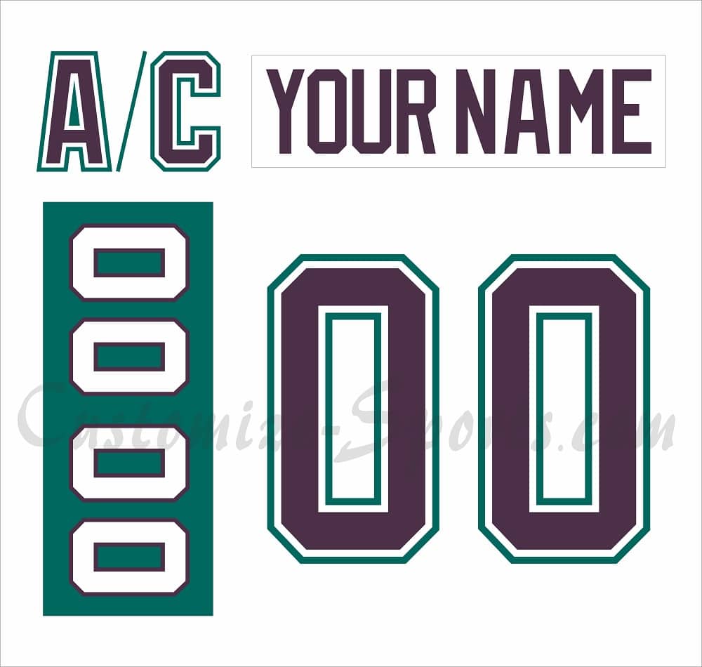 Cincinnati Mighty Ducks Customized Number Kit for 1998-2001 White Jersey