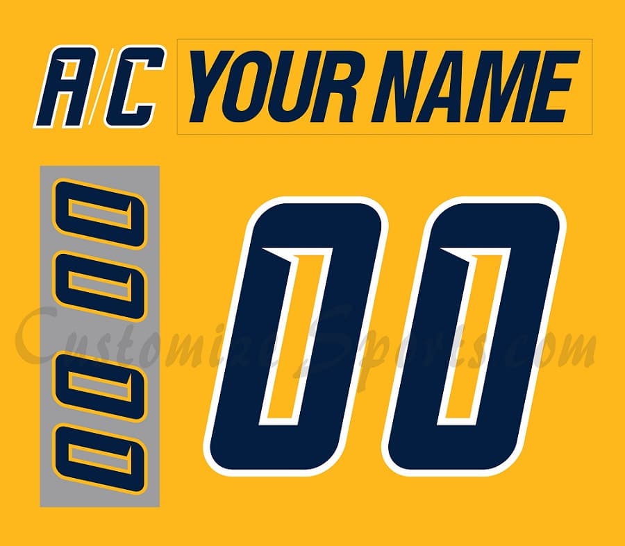 Nashville Predators Customized Number Kit For 2021 Reverse Retro Jersey