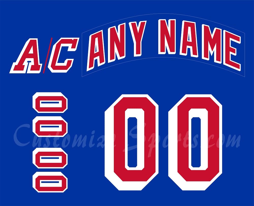 New York Rangers Customized Number Kit For 2017-2025 Home Jersey