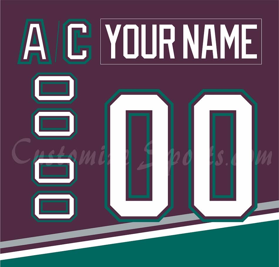 Anaheim Ducks Customized Number Kit For 2013 20th Anniversary Jersey