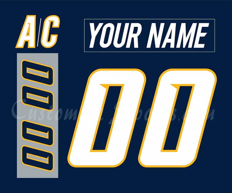 Nashville Predators Customized Number Kit For 2007-2011 Home Jersey