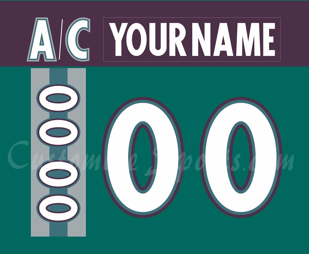 Mighty Ducks of Anaheim Customized Number Kit For 1998-1999 3rd Teal Jersey