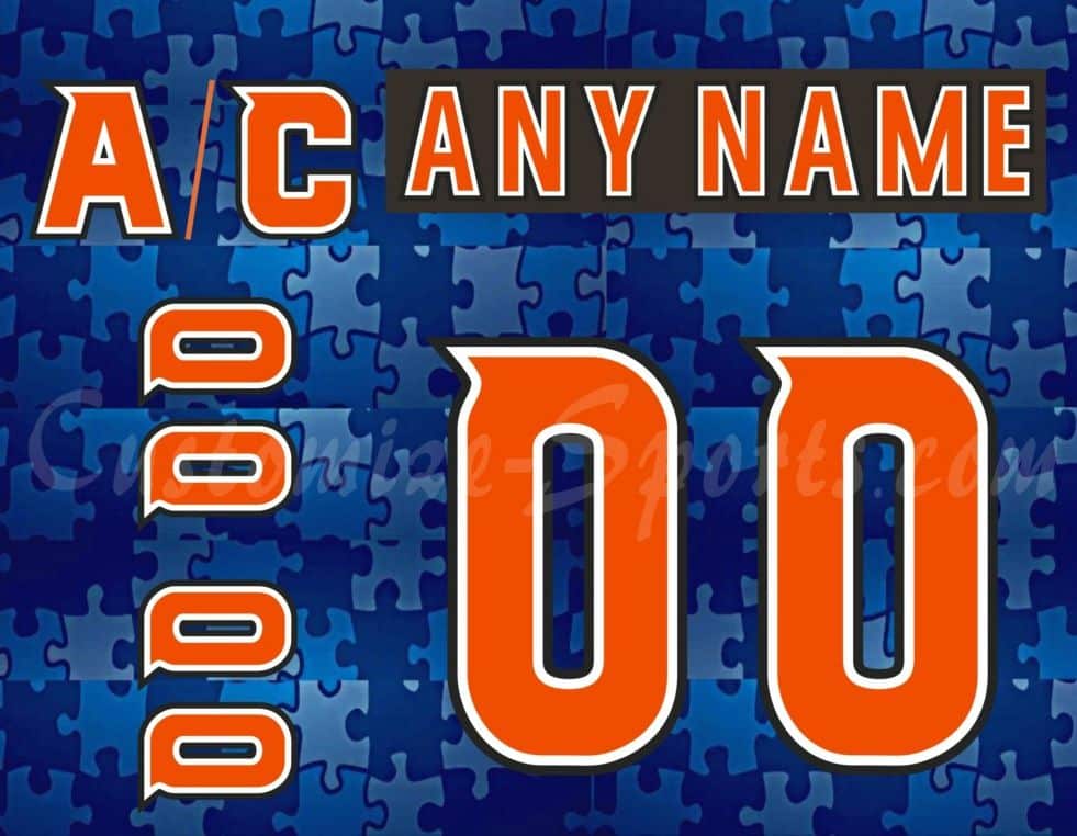 San Diego Gulls Customized Number Kit For 2015-2020 Autism Awareness Jersey