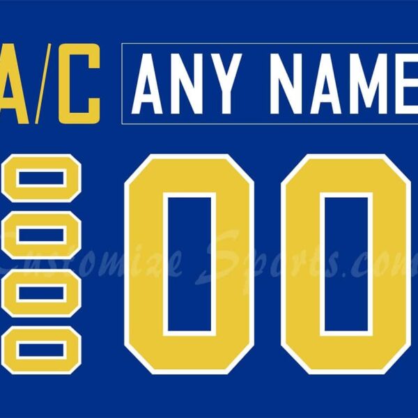 IIHF Team Sweden Customized Number Kit for 2018 Blue Hockey Jersey