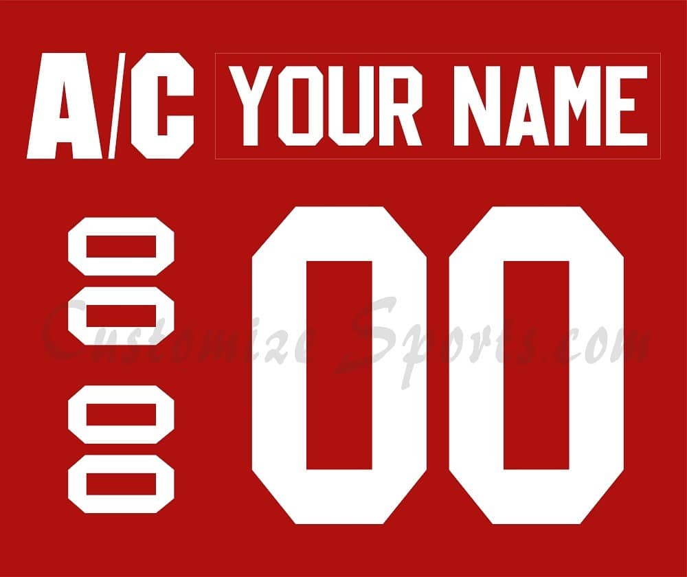 Regina Pats Customized Number Kit For 2022 3rd Red Jersey