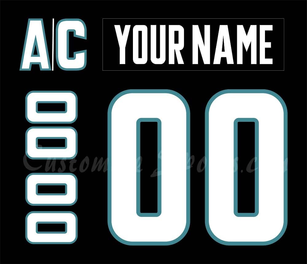 San Jose Barracuda Customized Number Kit For 2022-2023 Black Jersey