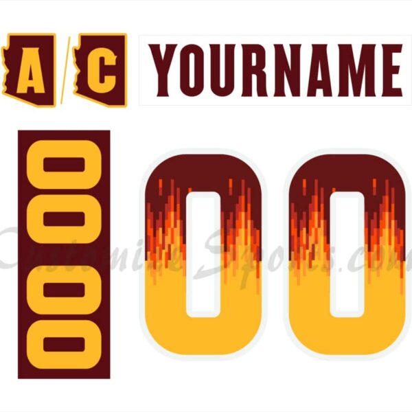 NCAA Arizona State Sun Devils Customized Number Kit For 2023 Digi Flame Hockey Jersey