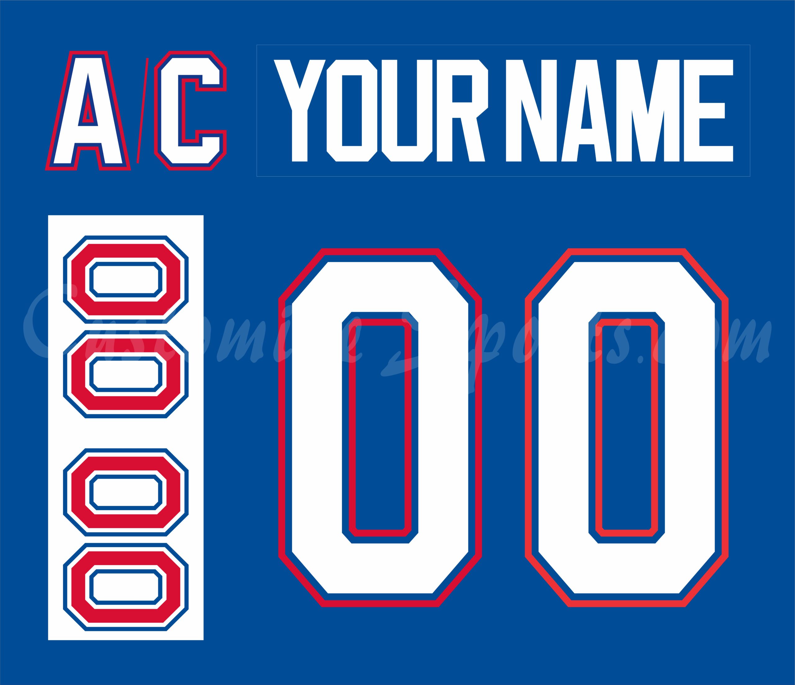 IIHF Team USA Customized Number Kit for 1991 Canada Cup 3rd Jersey