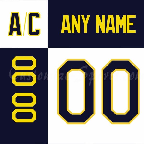 NCAA University of Michigan Customized Number Kit for 2015 White Hockey Jersey