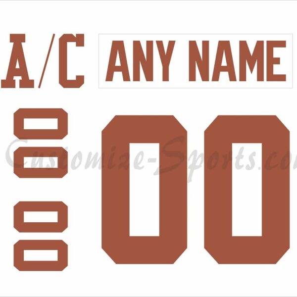 NCAA University of Texas Longhorns Customized Number Kit for Away Hockey Jersey