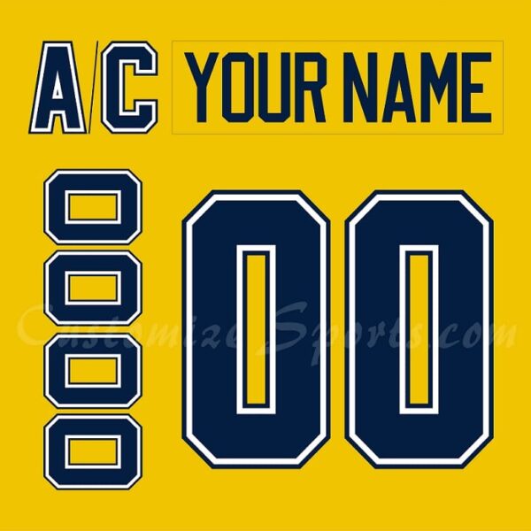 NCAA University of Michigan Customized Number Kit for 2007-2010 Yellow Hockey Jersey