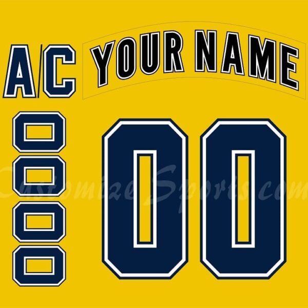 NCAA University of Michigan Customized Number Kit for 2010-2011 Yellow Hockey Jersey
