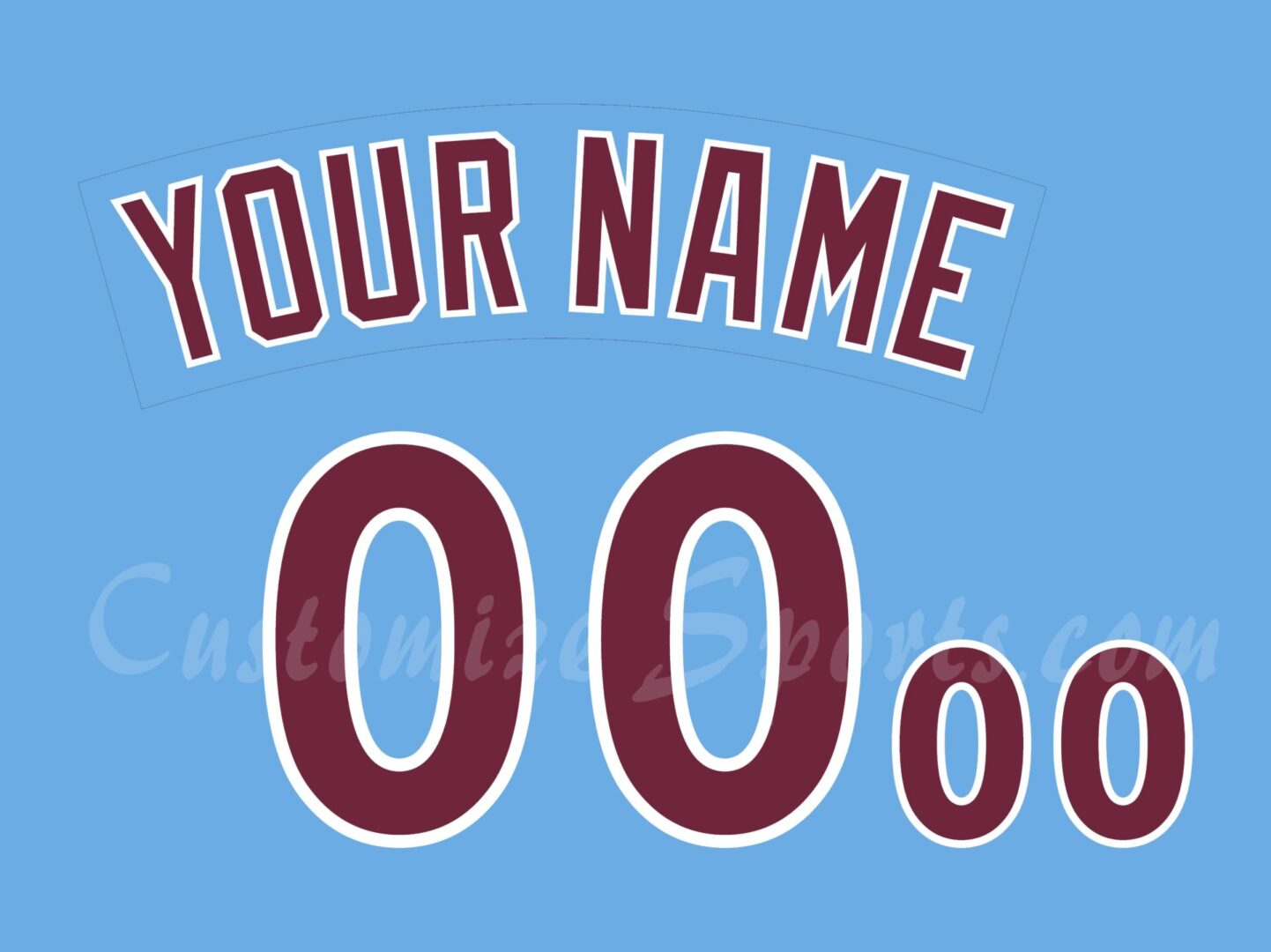 Philadelphia Phillies Customized Number Kit for 2022-Present Powder Blue Alternate Jersey