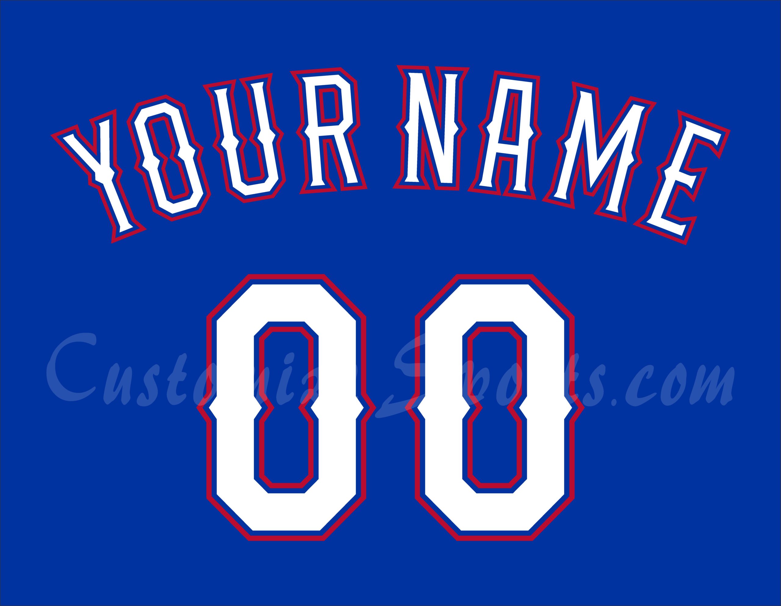 Baseball Texas Rangers Customized Number Kit For 2016-2019 Alternate Blue Jersey