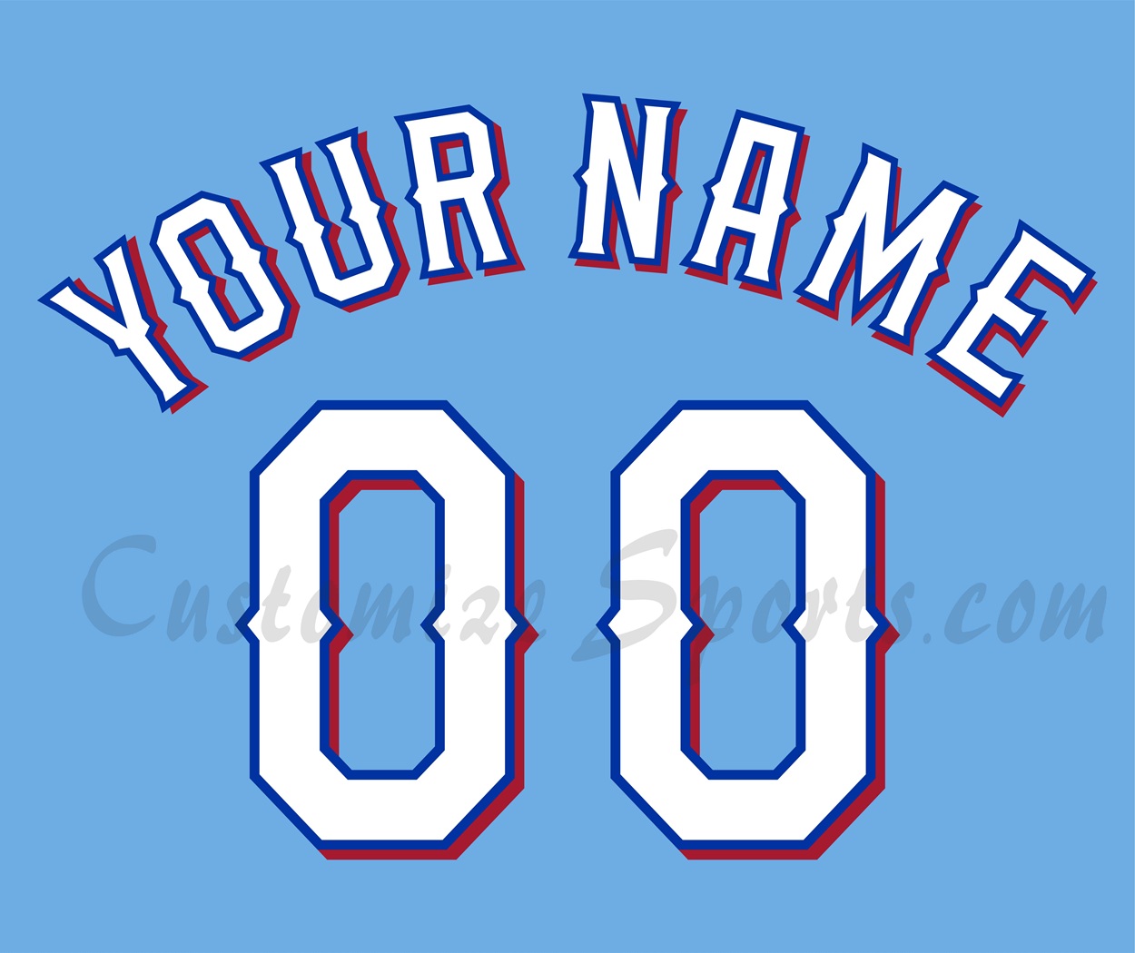 Baseball Texas Rangers Customized Number Kit for 2020-2023 Alternate Powder Blue Jersey