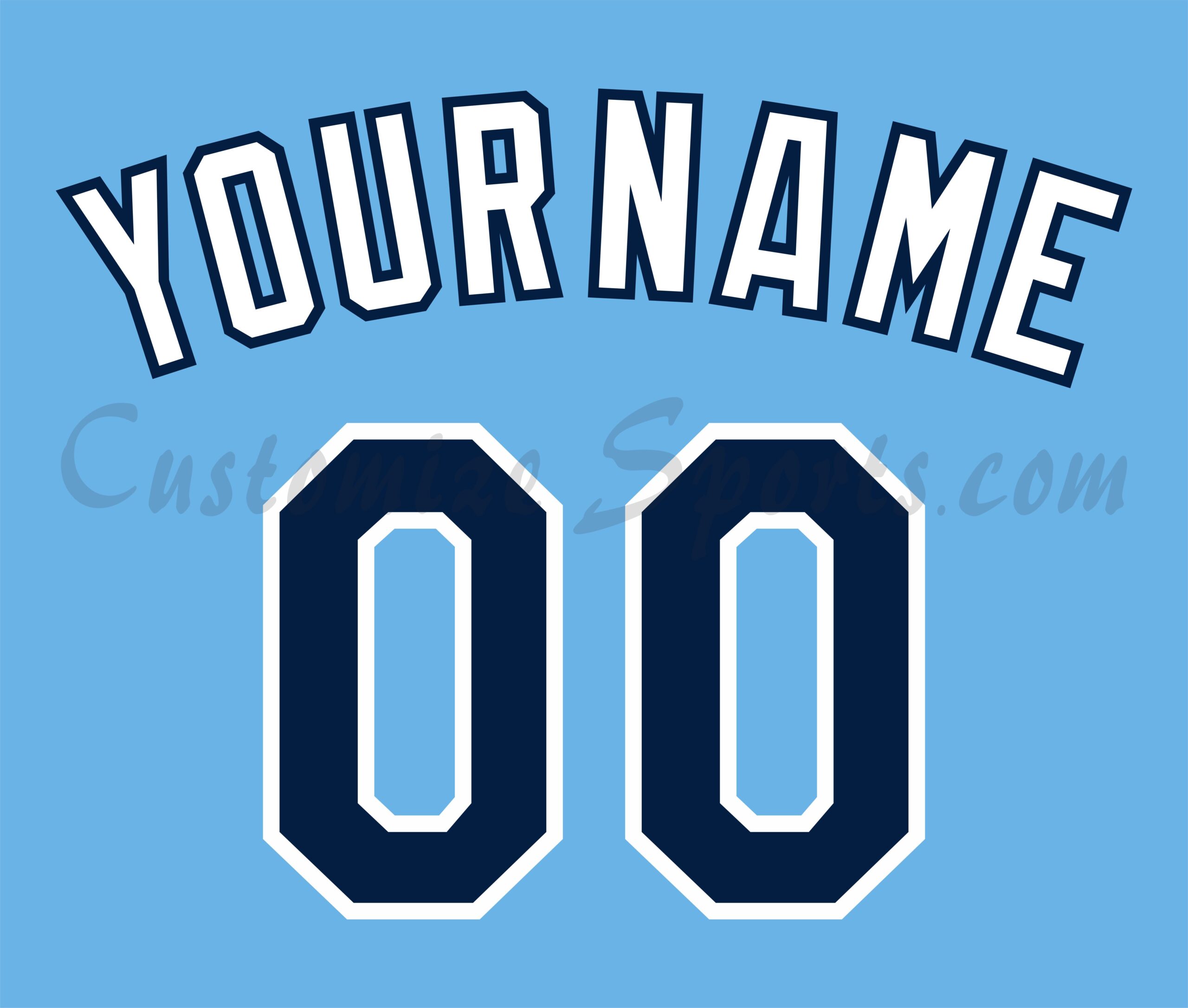 Baseball Tampa Bay Rays Customized Number Kit for 2022-Present Alternate Columbia Blue Jersey