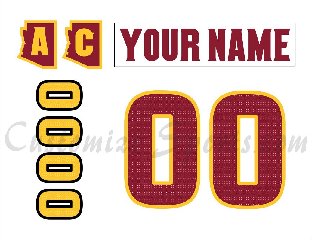 NCAA Arizona State Sun Devils Customized Number Kit For 2017-2021 Home Hockey Jersey