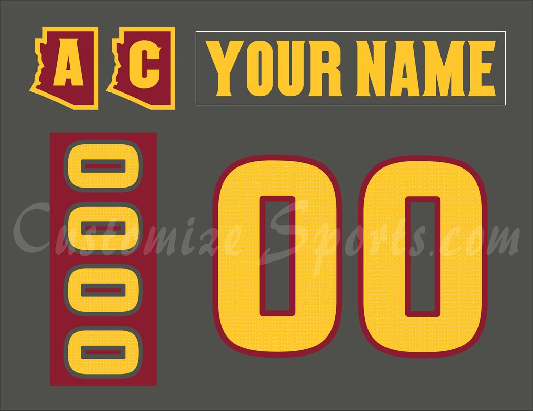 NCAA Arizona State Sun Devils Customized Number Kit For 2019-Present 3rd Grey Hockey Jersey