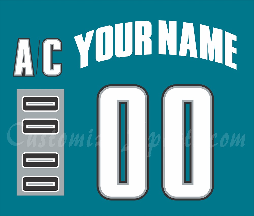 San Jose Sharks Customized Number Kit For 2025-2026 35th Anniversary Jersey